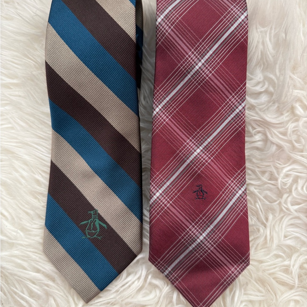 Original Penguin Brown and Blue Ties Set